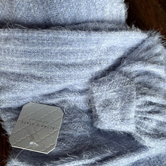 Altar'd State “Elm Eyelash” Lilac Blue Sweater & Sterling Silver MOP Necklace - Picture 13 of 16